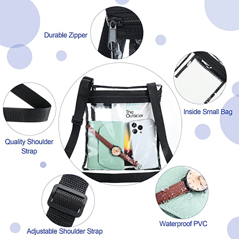 Clear Crossbody Bag Messenger Shoulder Bag w/Adjustable Strap