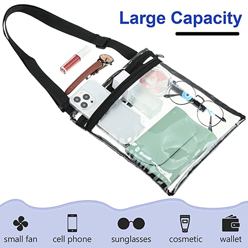 Clear Crossbody Bag Messenger Shoulder Bag w/Adjustable Strap