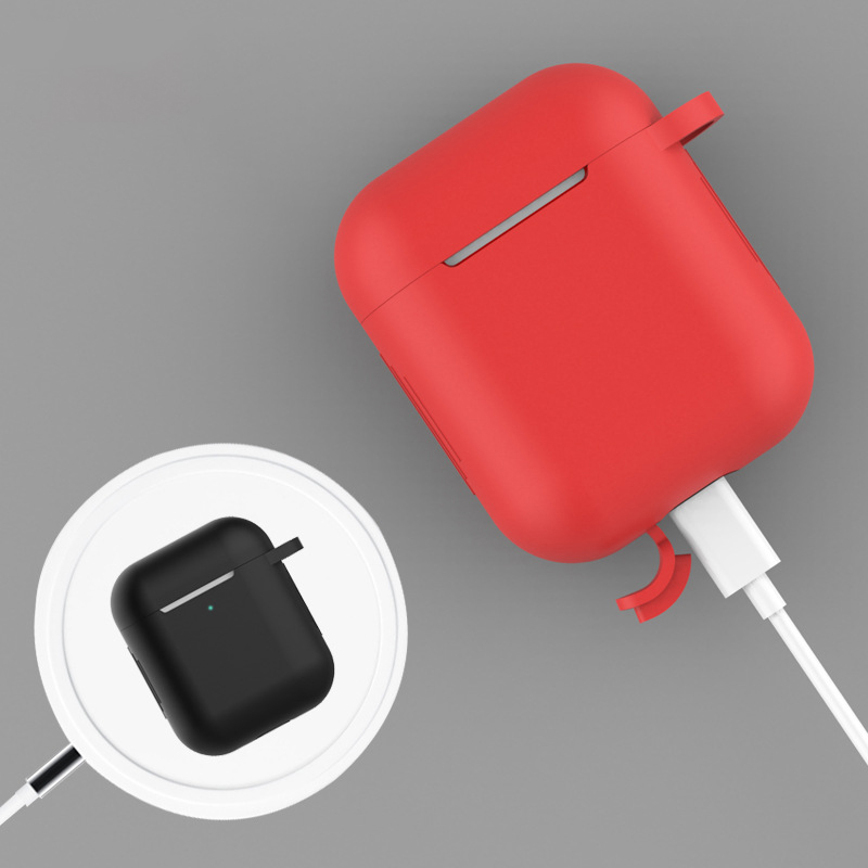 Soft Silicone Airpods 1/2 Generation Case Cover w/Buckle