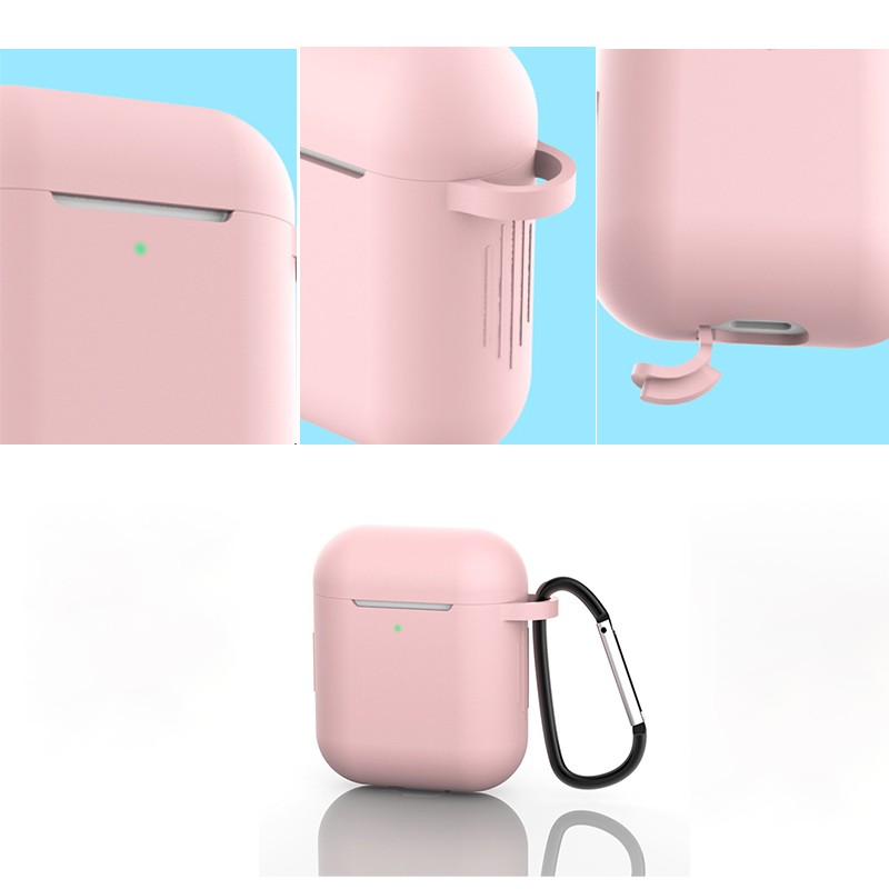 Soft Silicone Airpods 1/2 Generation Case Cover w/Buckle