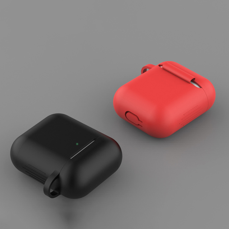 Soft Silicone Airpods 1/2 Generation Case Cover w/Buckle