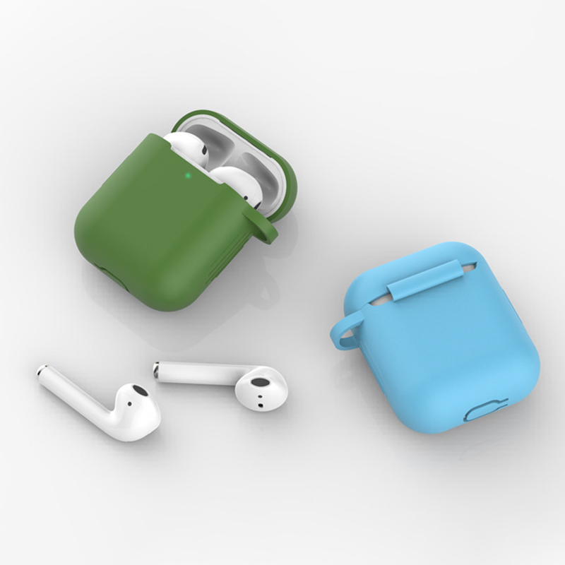 Soft Silicone Airpods 1/2 Generation Case Cover w/Buckle