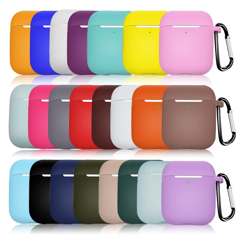 Soft Silicone Airpods 1/2 Generation Case Cover w/Buckle