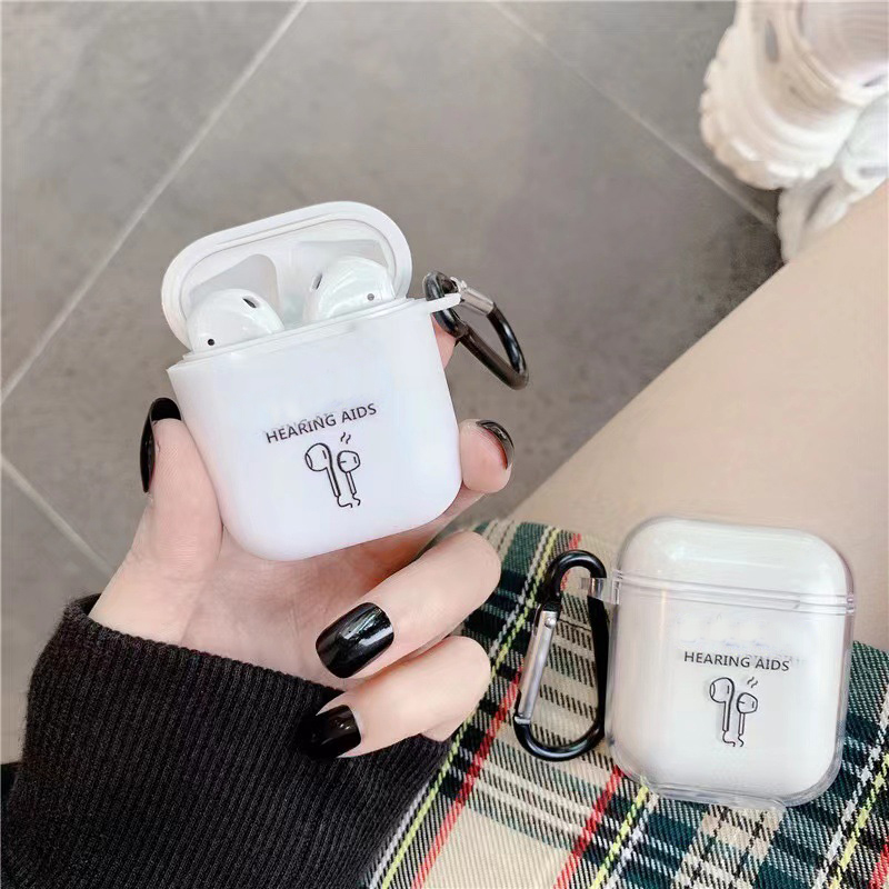 Soft TPU Airpods 1/2 Generation Case Cover w/Buckle (Clear)