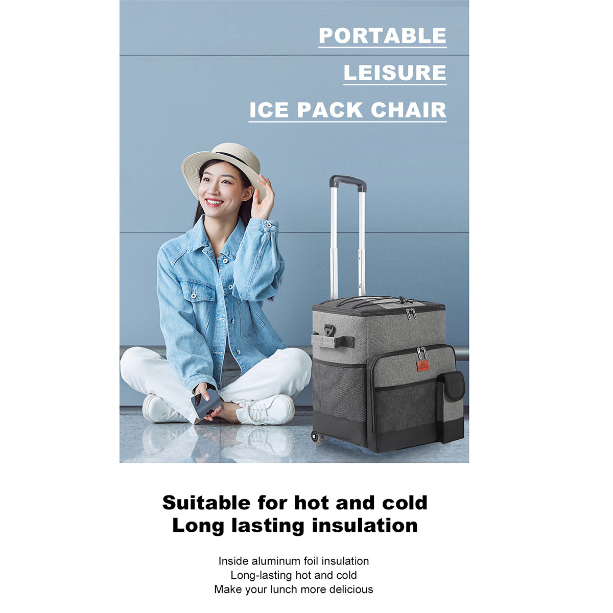 MGA1450 Portable 43L Collapsible Rolling Soft Cooler Bag