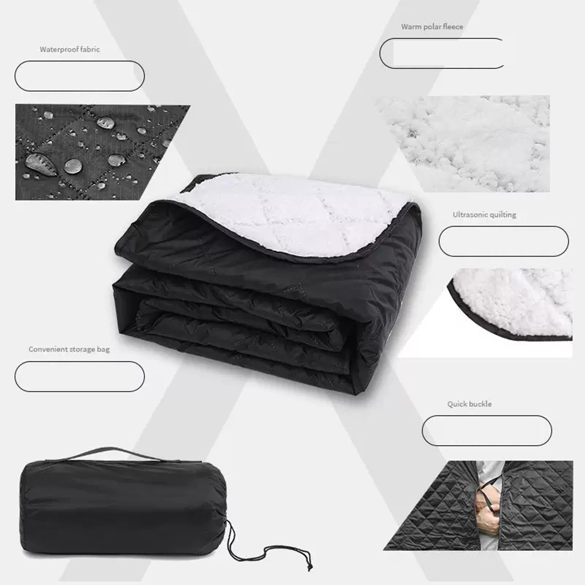 MGA1464 Thick Large Camping Blanket with Sherpa Lining80"x55"