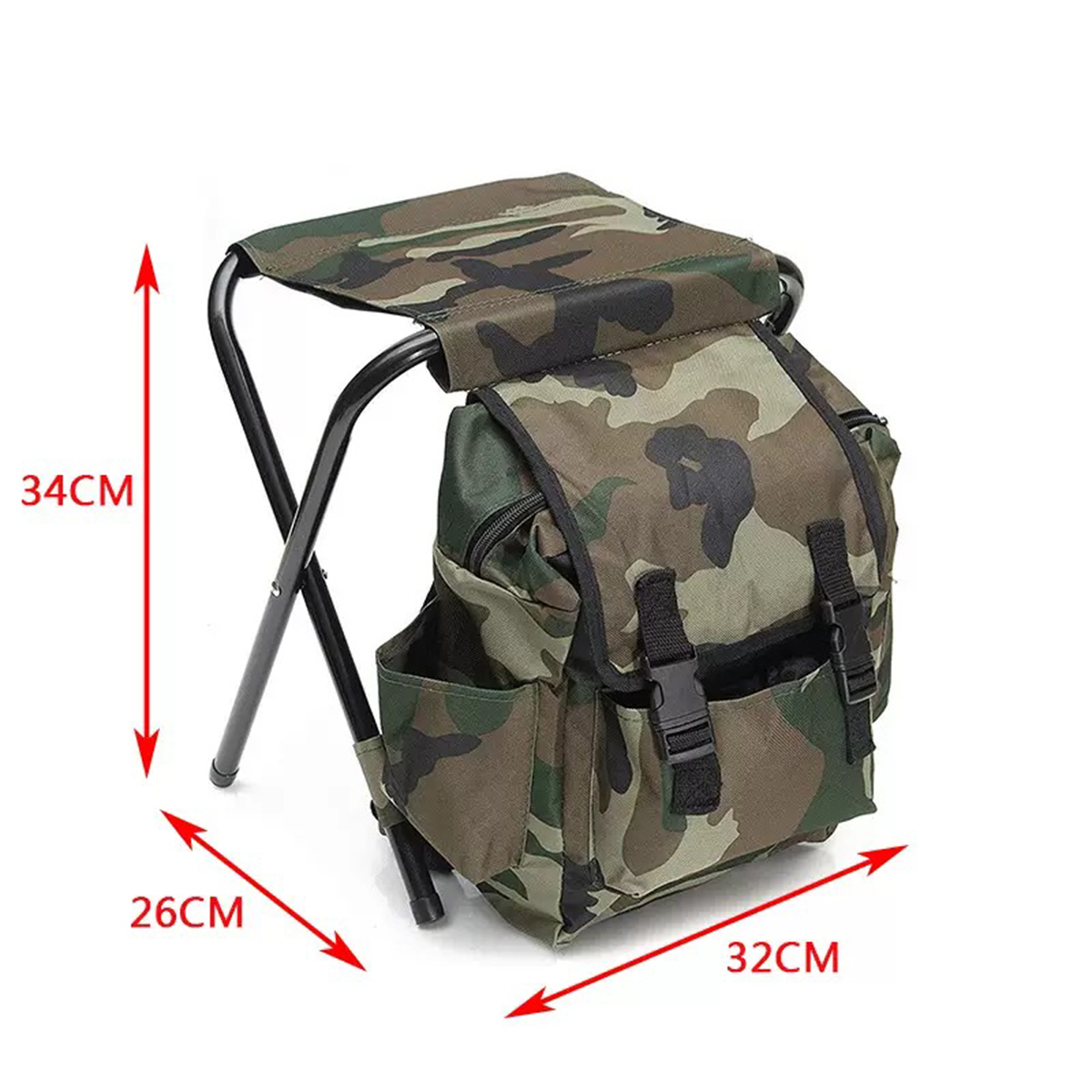 MGA1467 Camo Folding Camping Chair Stool Backpack 