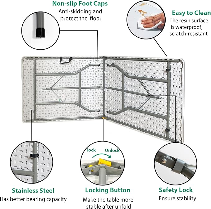 MGE4425 6ft Portable Plastic Picnic Table/ Handle MGE4425 6ft Portable Plastic Picnic Table/ Handle